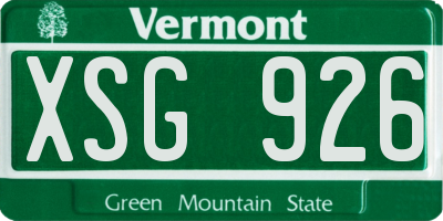 VT license plate XSG926