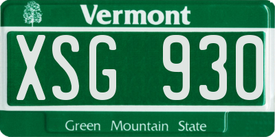 VT license plate XSG930