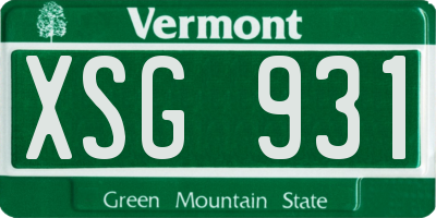 VT license plate XSG931