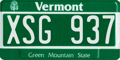 VT license plate XSG937