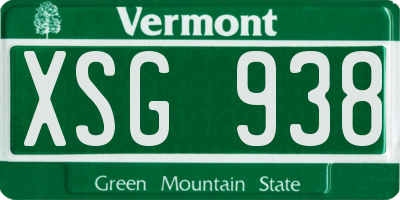 VT license plate XSG938