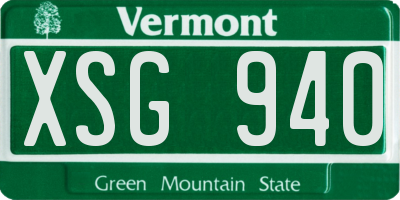 VT license plate XSG940