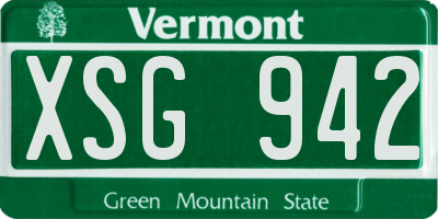VT license plate XSG942