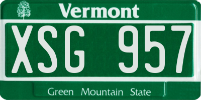 VT license plate XSG957