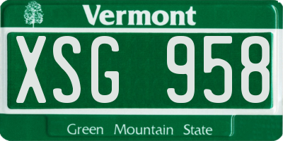 VT license plate XSG958