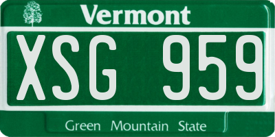 VT license plate XSG959