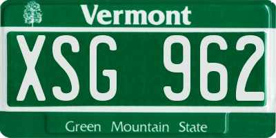 VT license plate XSG962
