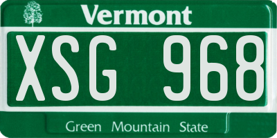 VT license plate XSG968