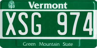 VT license plate XSG974