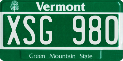 VT license plate XSG980