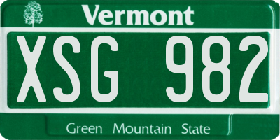 VT license plate XSG982