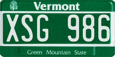 VT license plate XSG986