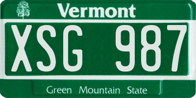 VT license plate XSG987