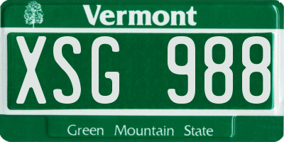 VT license plate XSG988