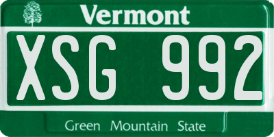 VT license plate XSG992