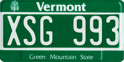 VT license plate XSG993