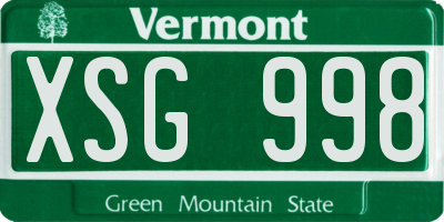 VT license plate XSG998