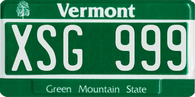 VT license plate XSG999