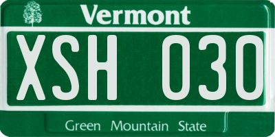 VT license plate XSH030