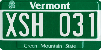 VT license plate XSH031