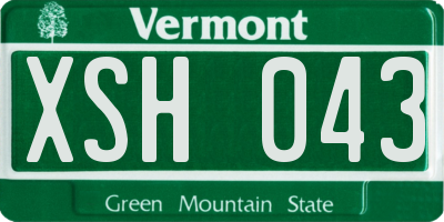VT license plate XSH043