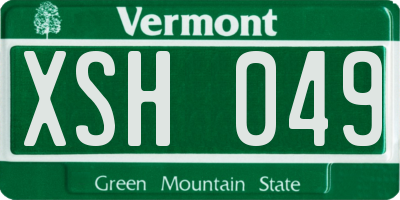 VT license plate XSH049