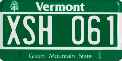 VT license plate XSH061