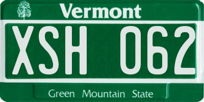VT license plate XSH062