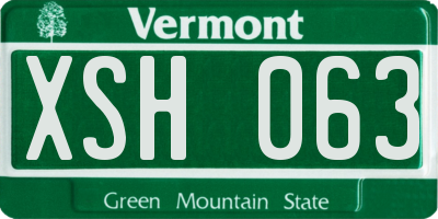 VT license plate XSH063