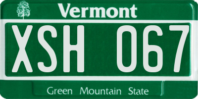 VT license plate XSH067
