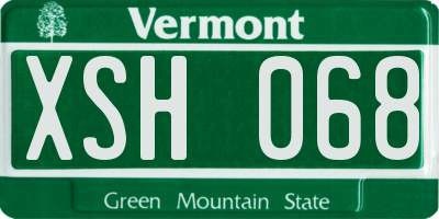 VT license plate XSH068