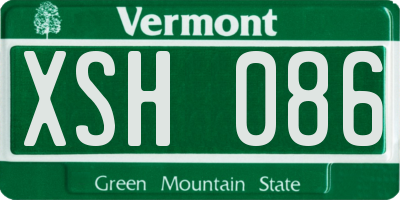 VT license plate XSH086