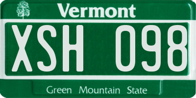 VT license plate XSH098