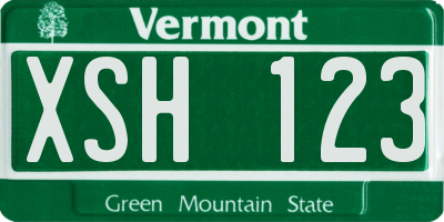 VT license plate XSH123