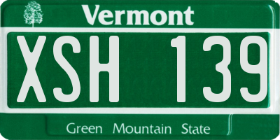VT license plate XSH139