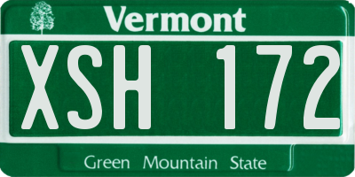 VT license plate XSH172