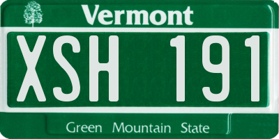 VT license plate XSH191