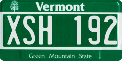 VT license plate XSH192
