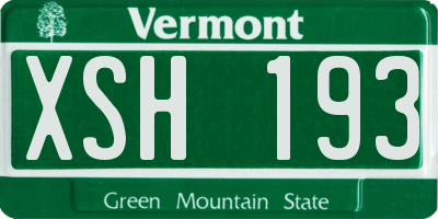 VT license plate XSH193