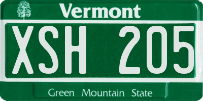 VT license plate XSH205