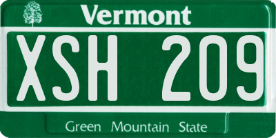VT license plate XSH209