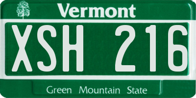 VT license plate XSH216