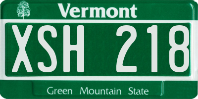 VT license plate XSH218
