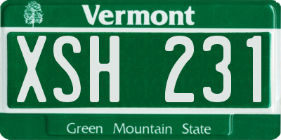 VT license plate XSH231