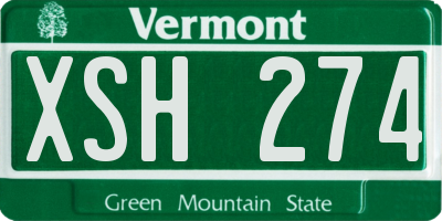 VT license plate XSH274