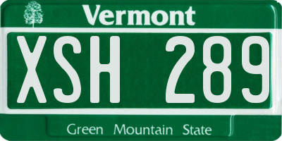 VT license plate XSH289
