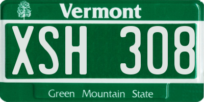 VT license plate XSH308