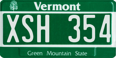 VT license plate XSH354