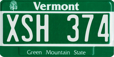 VT license plate XSH374