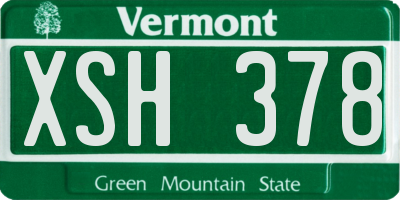 VT license plate XSH378